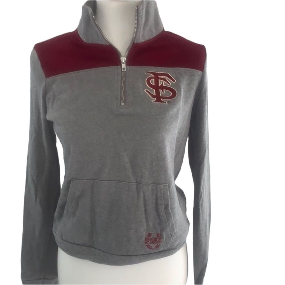 🏈 PINK Victoria’s Secret Florida State Cropped 1/4 Zip Sweatshirt - Size XS -